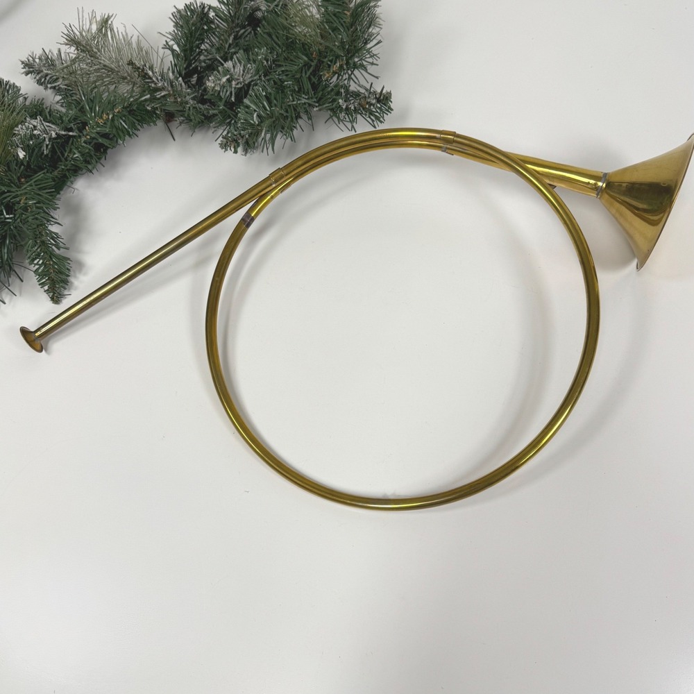 Vintage Large Brass French Horn- Christmas decor 21 inch - Picture 6 of 8